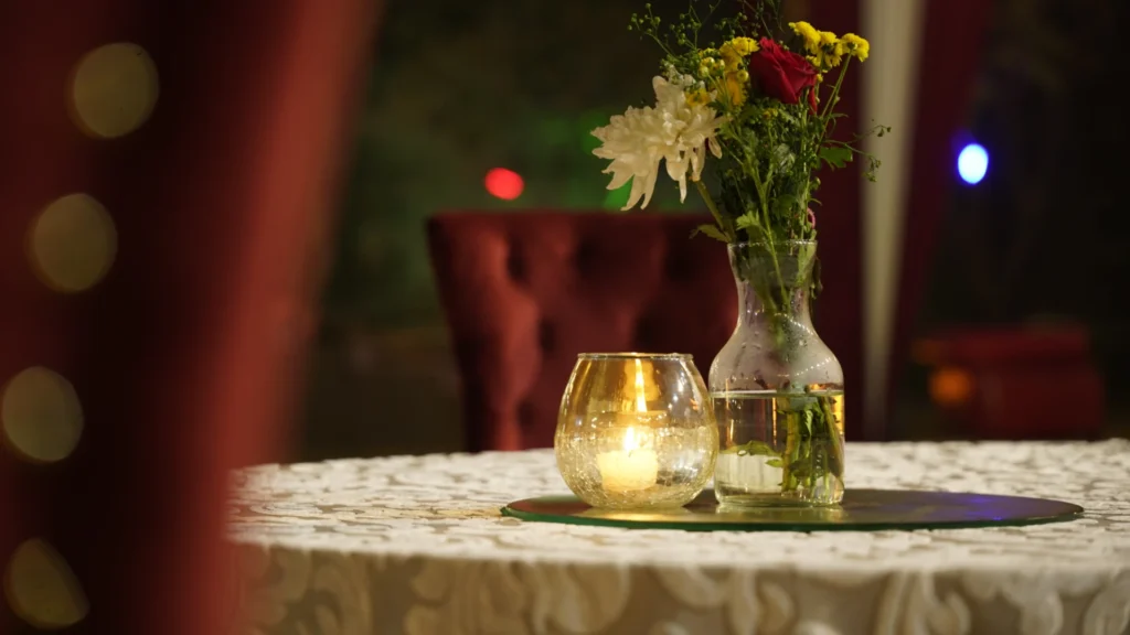 Flower table decoration at banquet hall in gurgaon