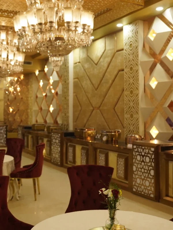 wedding venue with elegant chandeliers